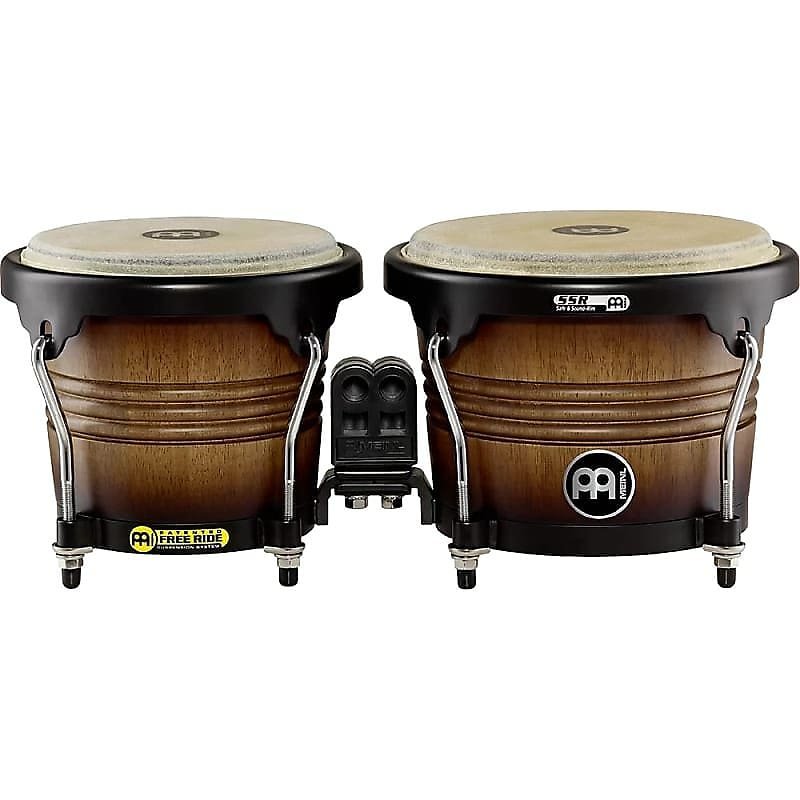 Bongos en bois Meinl Marathon Series 6 3/4" et 8" avec finition Antique Tobacco Burst FWB190ATB-M