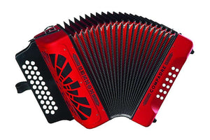 Hohner COFR Compadre F/Bb/Eb Accordion in Red Finish w/ Silver Grille, Gigbag & Strap