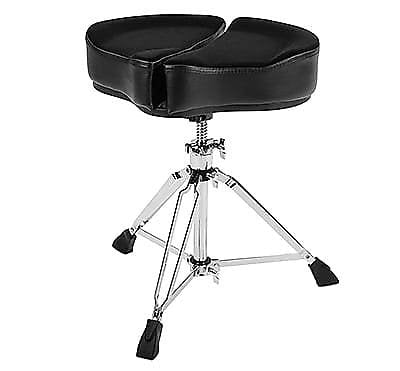 Siège de batterie Spinal-G Ahead SPG-BL3 avec dessus en tissu noir et côtés en cuir avec base à 3 pieds *EN STOCK*