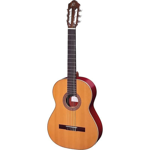 Ortega Guitars R200L Traditional Series Left-Handed Nylon String Acoustic Guitar w/ Gig Bag & Video