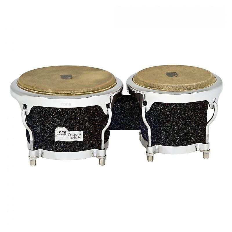 Toca 4600-BKS Custom Deluxe Wood Bongos in Black Sparkle Finish