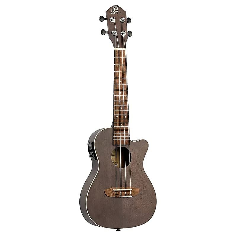 Ortega Guitars RUCOAL-CE Earth Series Concert A/E Ukulele in See Thru Black