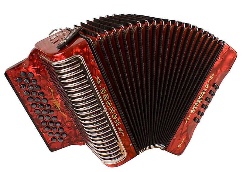 Accordéon Hohner CXFR Corona II Xtreme en tonalités de Fa, Sib et Mib en finition rouge perle (Précommande UNIQUEMENT)