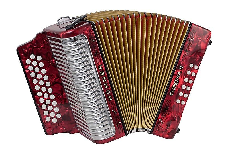 Accordéon classique EAD Hohner 3523ER Corona II en finition rouge perle avec sac de transport et sangles