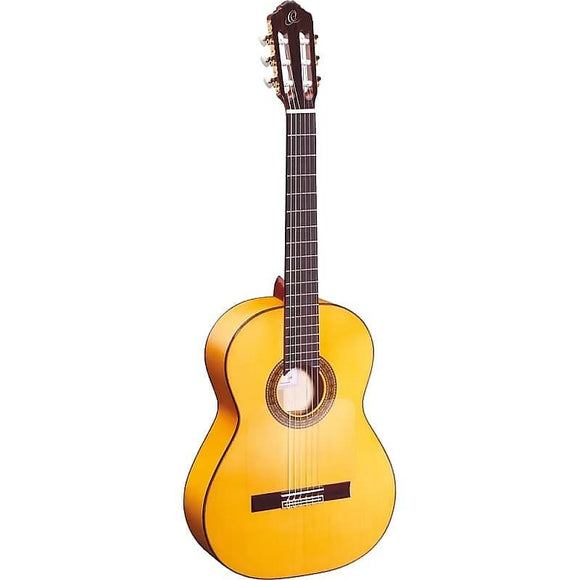 Ortega Guitars R270F Traditional Series Flamenco Style Nylon String Acoustic Guitar w/ Gig Bag & Vid