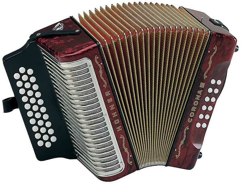 Hohner CORIIIGR Corona III GCF Accordion w/ Gigbag & Strap in Red Finish