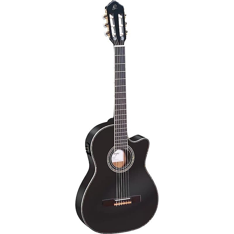 Ortega Guitars Family Series Pro A/E Slim Neck & Thinline Body Guitar in Satin Black w/ Bag & Video