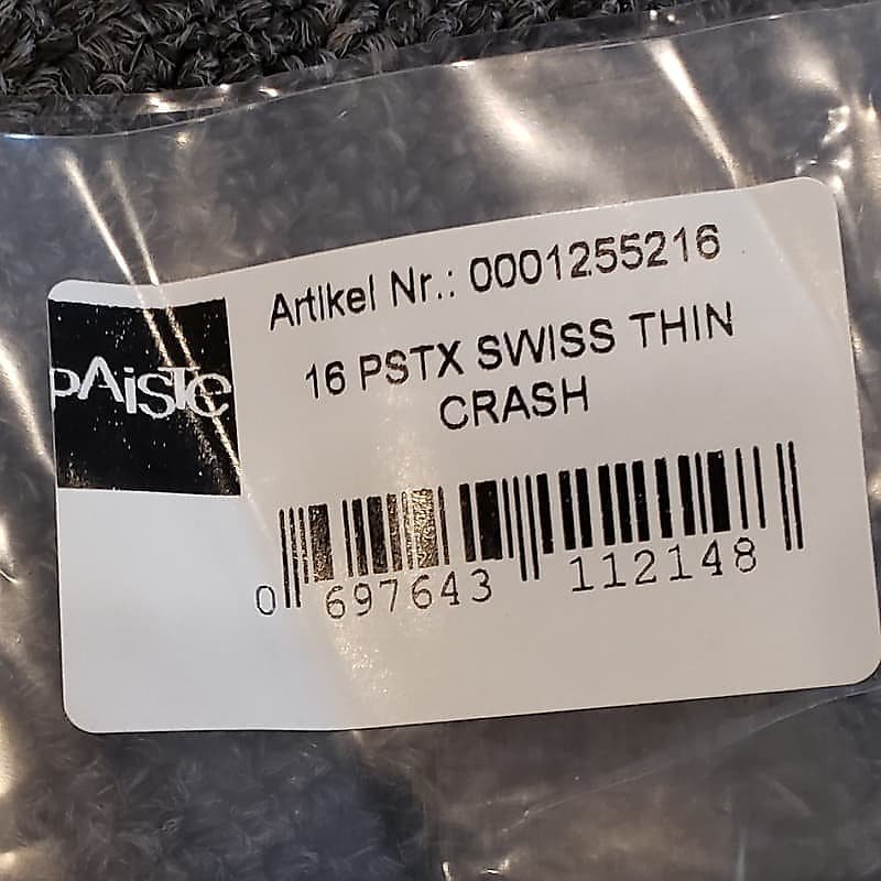 Cymbale crash fine Paiste 16" PST X Swiss *EN STOCK*