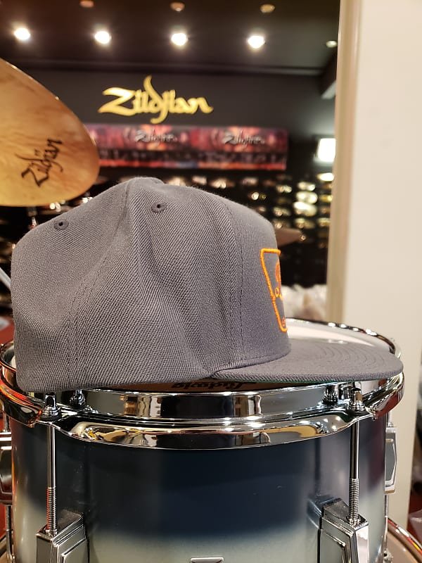 Bentley's Drum Shop Clothback Snapback Hat in Grey w/ Orange Logo