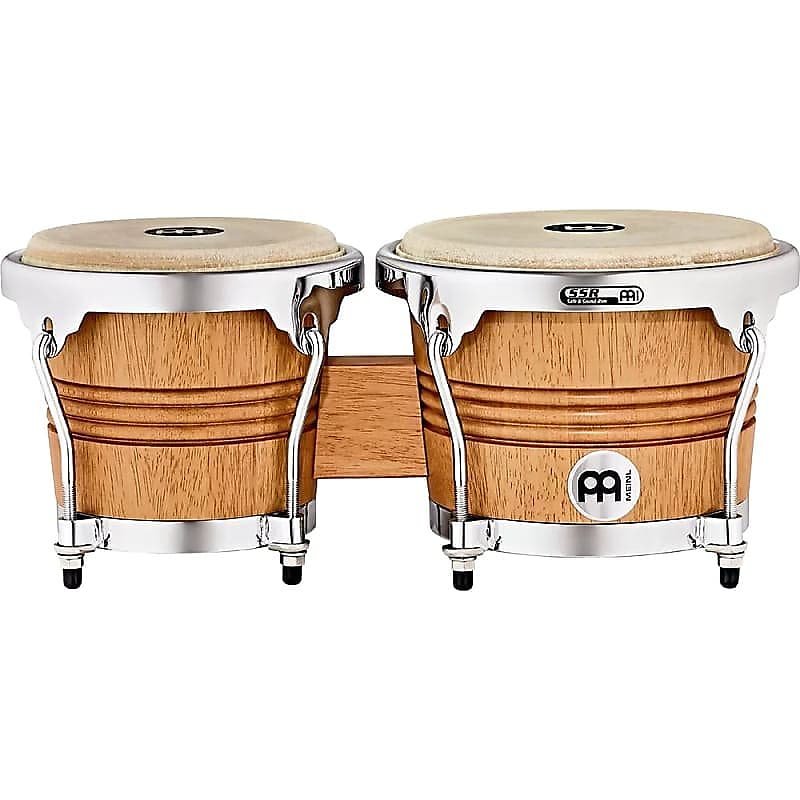 Bongos en bois Meinl WB200SNT-M 6 3/4" et 8" en super naturel avec matériel chromé 