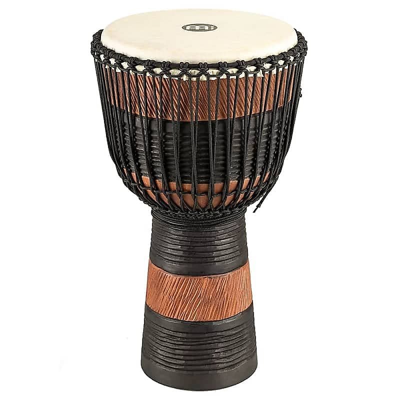 Meinl ADJ3-XL+Bag 13" Original African Style Rope Tuned Brown & Black Wood Djembe w/ Gig Bag