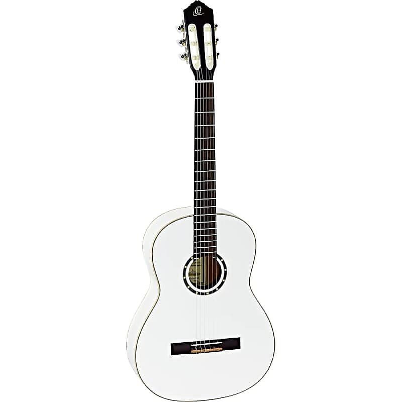 Ortega Guitars Family Series Slim Neck Nylon String Guitar in Gloss White w/ Gig Bag