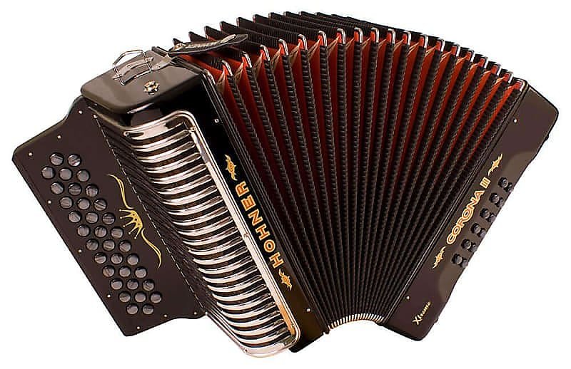 Accordéon Hohner CXFB Corona II Xtreme en tonalités de Fa, Sib et Mib en finition noir de jais