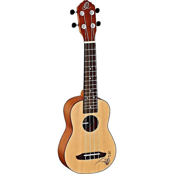 Ortega Guitars RU5-SO Bonfire Series Spruce Top Soprano Ukulele