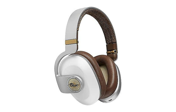 Blue Satellite White Premium Noise-Cancelling Wireless Headphones w/ Built-In Amplification
