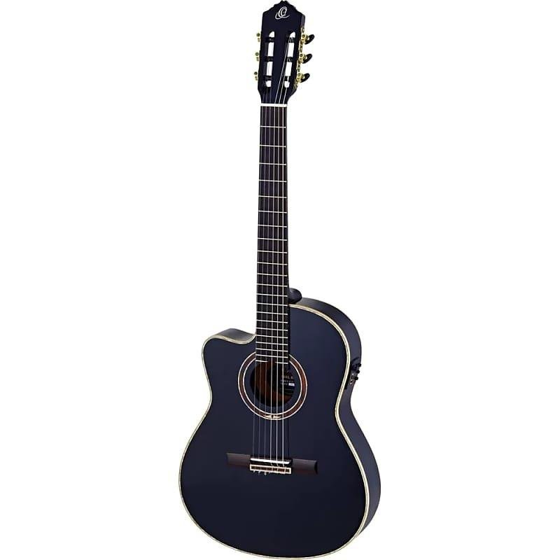 Ortega Guitars Performer Series A/E Left-Handed Thinline Body Guitar in Black Gloss w/ Gig Bag & Vid