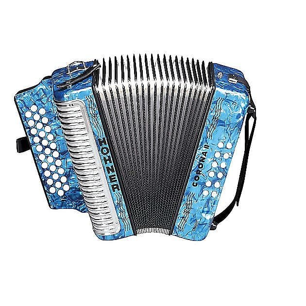 Hohner 3523FBL Corona II Classic Accordion in Keys of F, Bb & Eb in Pearl Dark Blue Finish w/ Gig Bag & Straps