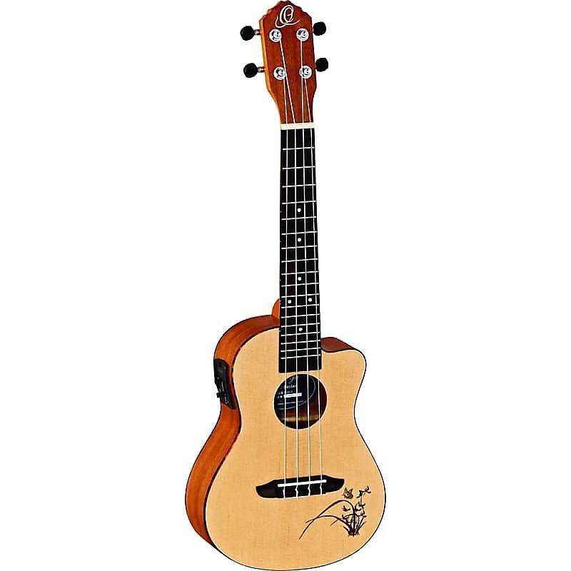 Ortega Guitars RU5CE Bonfire Series Concert Ukulele w/ Laser Engraved Butterfly