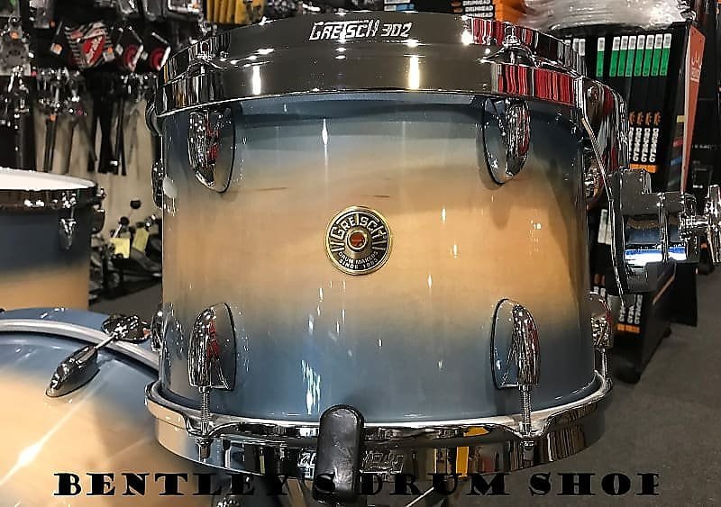 Gretsch 13/16/22 Broadkaster Drum Kit Set in Ice Blue Metallic to Natural Burst Gloss