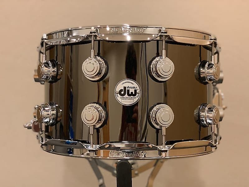 Caisse claire DW 8x14" Collector's Series en nickel noir sur laiton avec matériel chromé