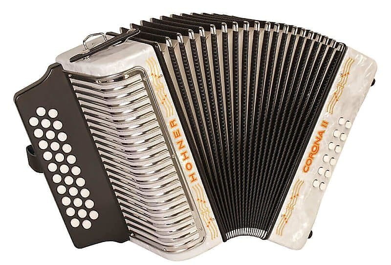 Hohner 3500FW Corona II F, Bb, Eb Accordion w/ Gigbag & Strap in White Finish