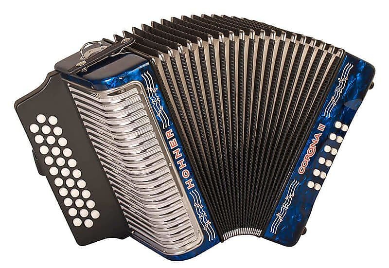 Hohner 3500BL Corona II F, Bb, Eb Accordion w/ Gigbag & Strap in Dark Blue Finish