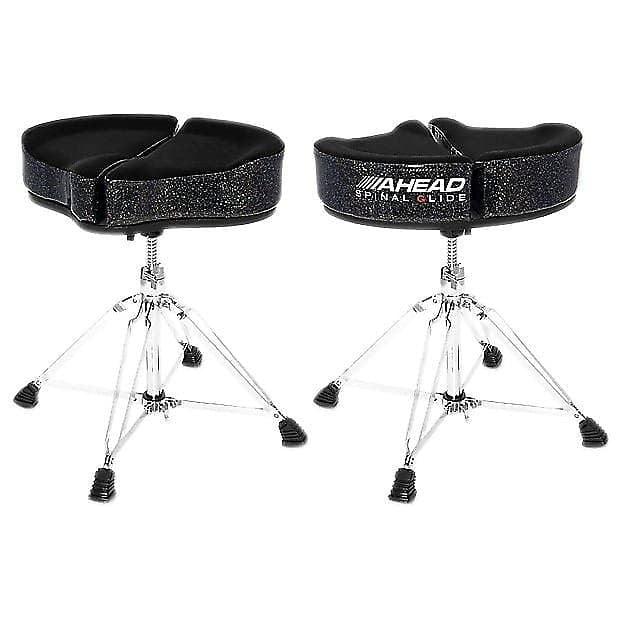 Ahead SPG-BS Spinal-G Saddle Drum Throne in Black Cloth Top & Black Sparkle Sides w/ 4 Legged Base