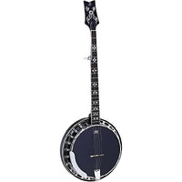 Ortega Guitars OBJ450-SBK Raven Series 5-String Banjo in Satin Black w/ Gig Bag