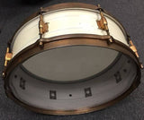 1920's Leedy 5x14" Elite White Beauty Snare Drum w/ Nobby Gold Hardware