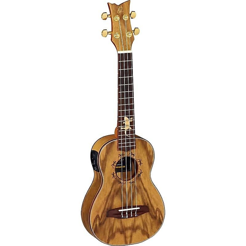 Ortega Guitars Lizard-CC-GB Lizard Series Concert A/E Ukulele in Laser Engraved Lizard w/ Video Link