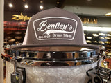 Bentley's Drum Shop Trucker Snapback Hat in Grey and White