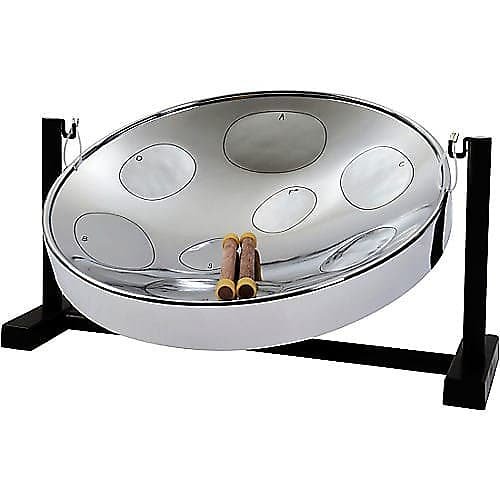 Panyard W1088 Jumbie Jam Chrome Steel Drum Pan Ready-To-Play-Kit w/ Table Top Stand