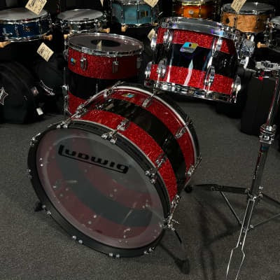 Ludwig 50th Anniversary Vistalite Pro Beat 24/16/13" Drum Set Kit in Red Sparkle/Smoke/Red Sparkle from NAMM 2023