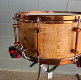 Doc Sweeney "Amber Waves" 7x14" Figured Maple Snare Drum in a Hand Rubbed Oil Finish w/ Copper Hardware