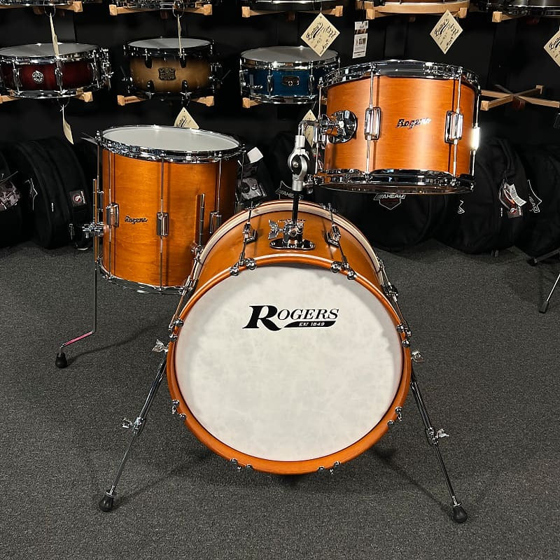 Rogers Tower Series 12/14/18" Drum Set Kit in Satin Fruitwood Stain